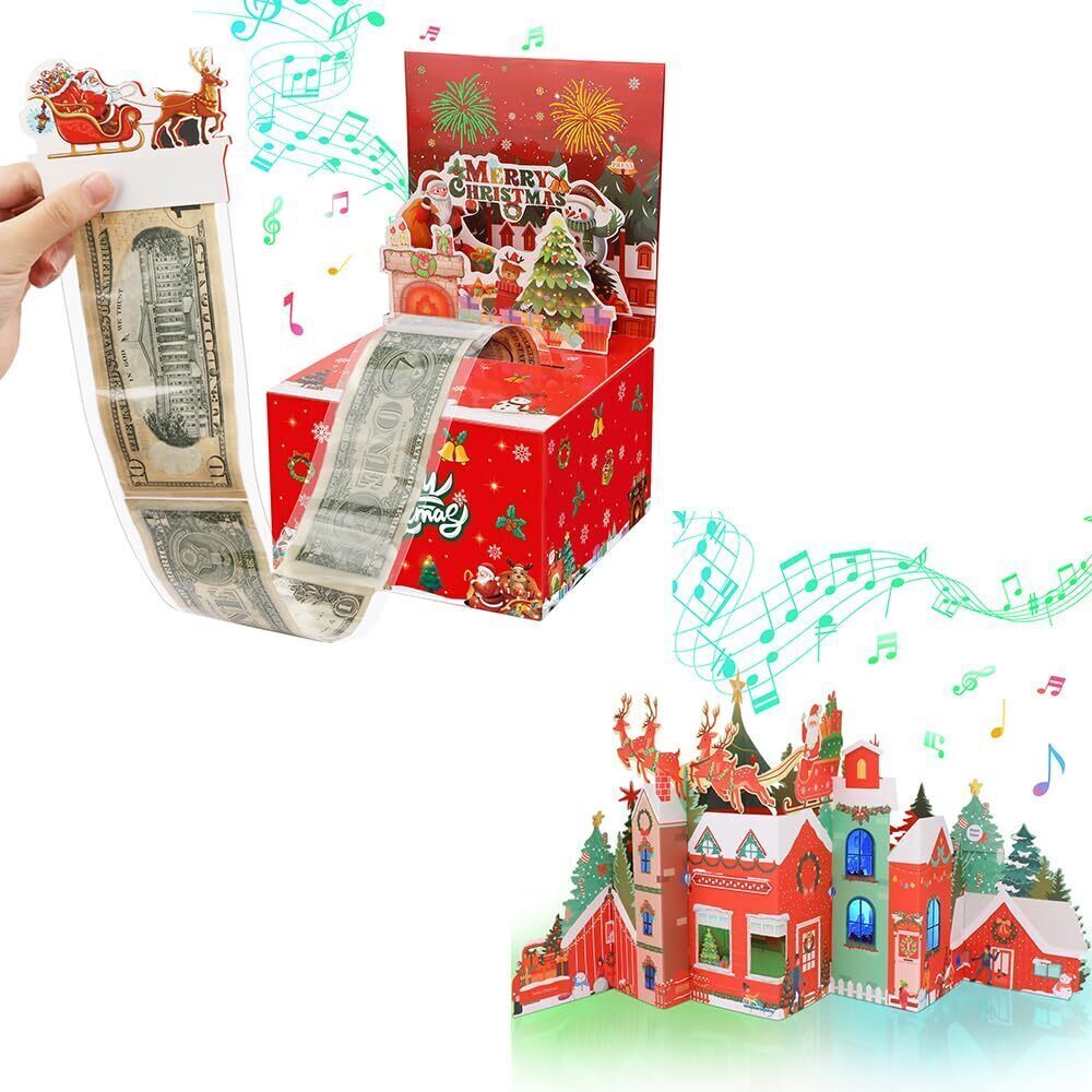 7766 3D Musical Christmas Card and Money Box for Cash Gift